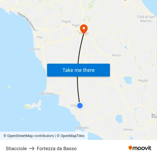 Stiacciole to Fortezza da Basso map