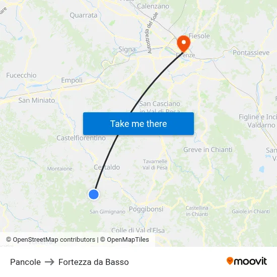 Pancole to Fortezza da Basso map