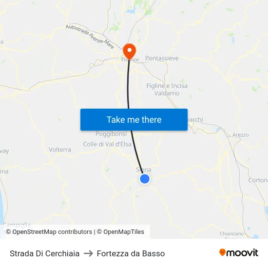 Strada Di Cerchiaia to Fortezza da Basso map
