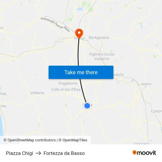 Chigi Square to Fortress da Basso map