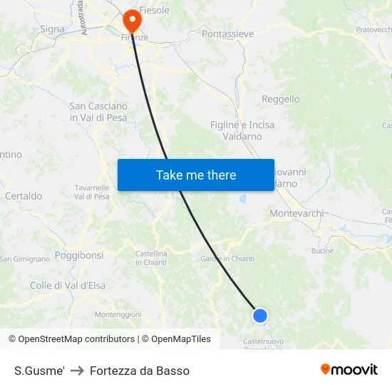 S.Gusme' to Fortezza da Basso map