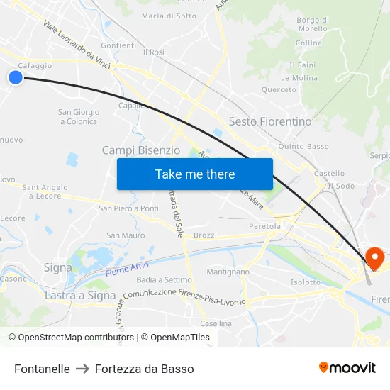 Fontanelle to Fortezza da Basso map