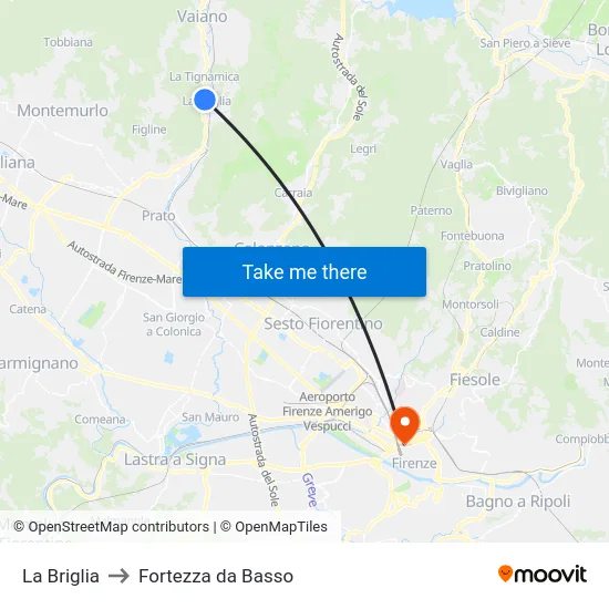 La Briglia to Fortezza da Basso map