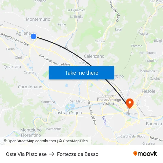 Oste Via Pistoiese to Fortezza da Basso map
