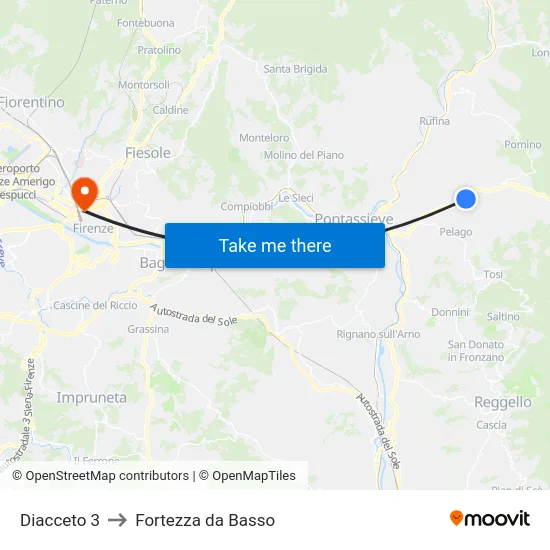 Diacceto 3 to Fortezza da Basso map