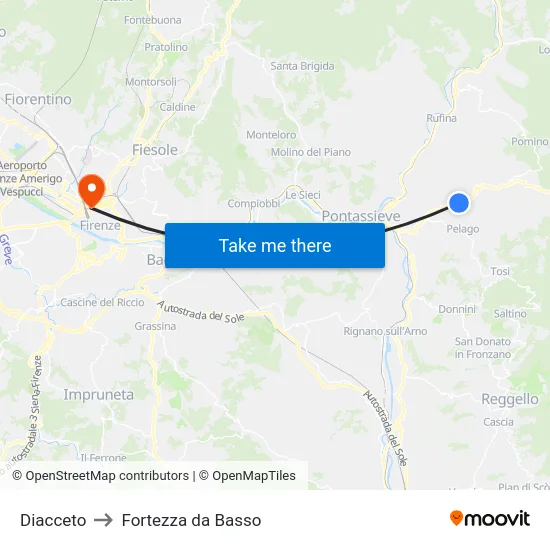 Diacceto to Fortezza da Basso map