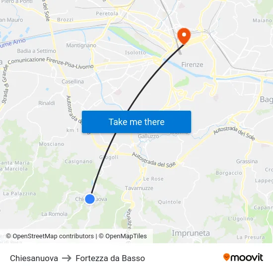 Chiesanuova to Fortezza da Basso map