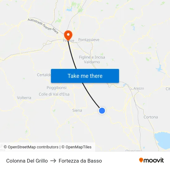 Colonna Del Grillo to Fortezza da Basso map