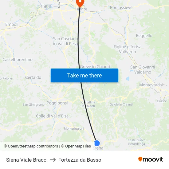 Siena Viale Bracci to Fortezza da Basso map