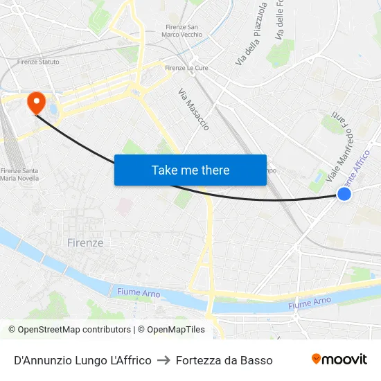 D'Annunzio Lungo L'Affrico to Fortezza da Basso map
