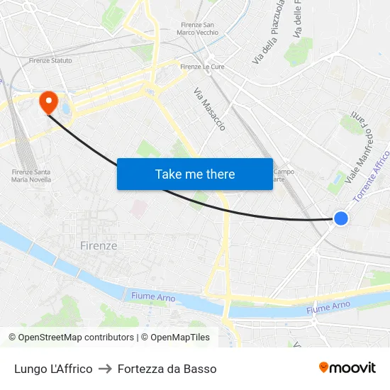 Lungo L'Affrico to Fortezza da Basso map