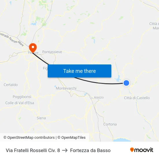 Via Fratelli Rosselli Civ. 8 to Fortezza da Basso map