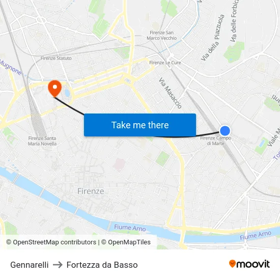 Gennarelli to Fortezza da Basso map