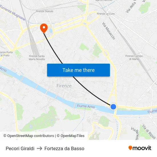 Pecori Giraldi to Fortezza da Basso map