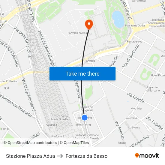 Stazione Piazza Adua to Fortezza da Basso map