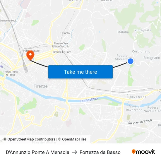 D'Annunzio Ponte A Mensola to Fortezza da Basso map