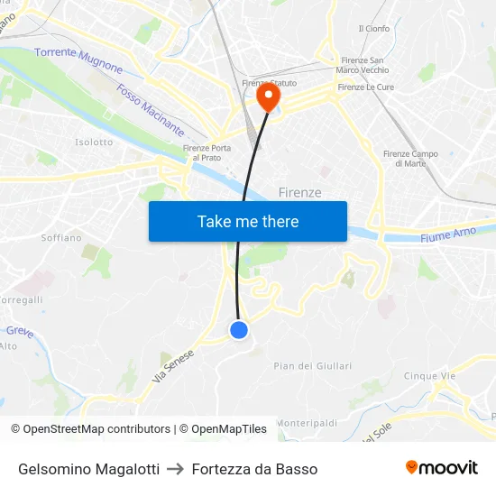 Gelsomino Magalotti to Fortezza da Basso map