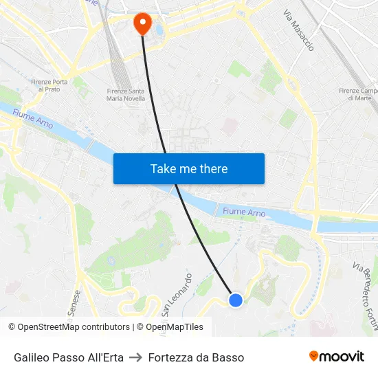 Galileo Passo All'Erta to Fortezza da Basso map