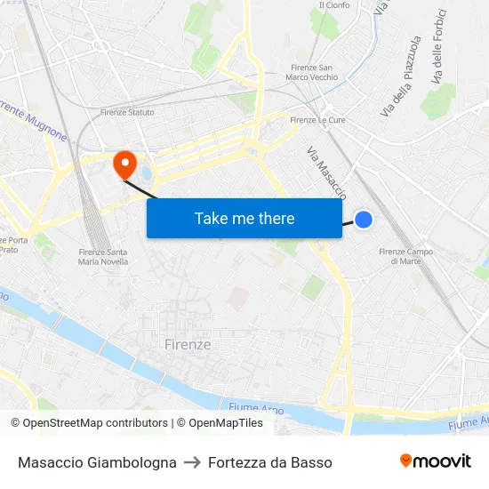 Masaccio Giambologna to Fortezza da Basso map