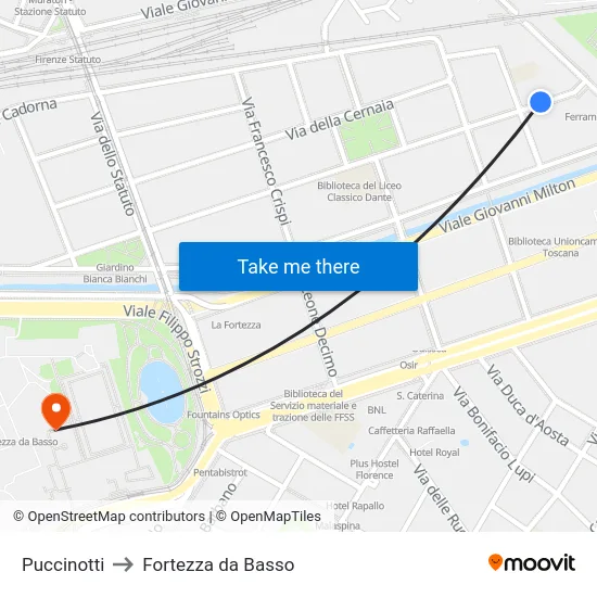 Puccinotti to Fortezza da Basso map
