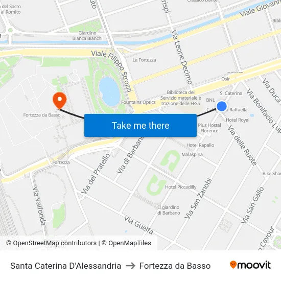 Santa Caterina D'Alessandria to Fortezza da Basso map