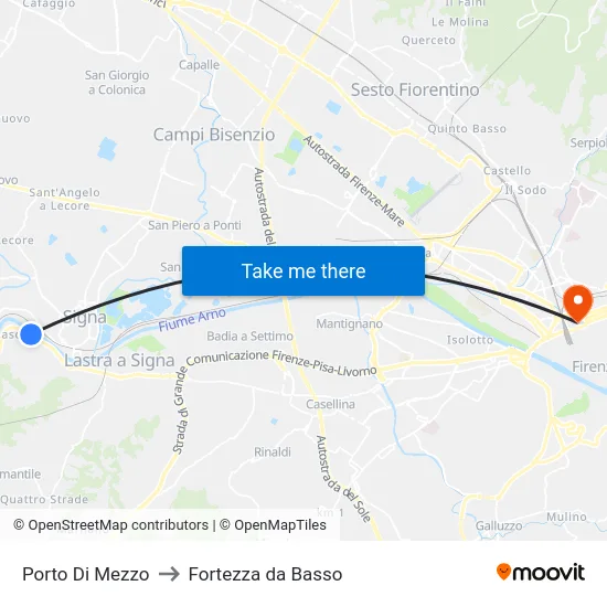 Porto Di Mezzo to Fortezza da Basso map