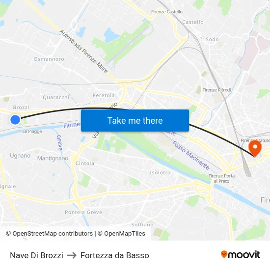 Nave Di Brozzi to Fortezza da Basso map