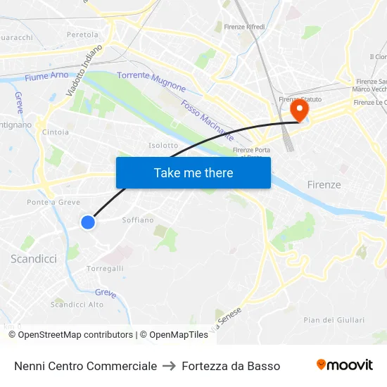 Nenni Centro Commerciale to Fortezza da Basso map