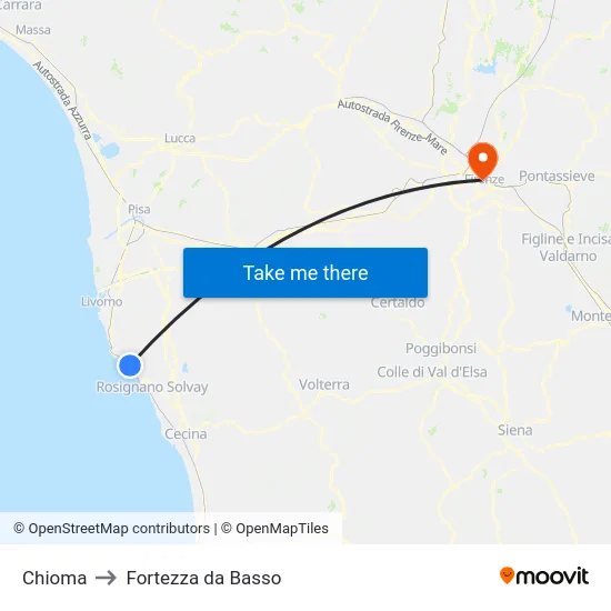 Chioma to Fortezza da Basso map