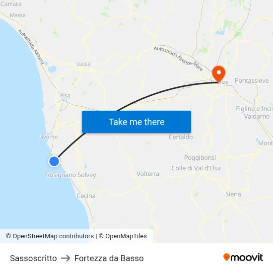 Sassoscritto to Fortezza da Basso map