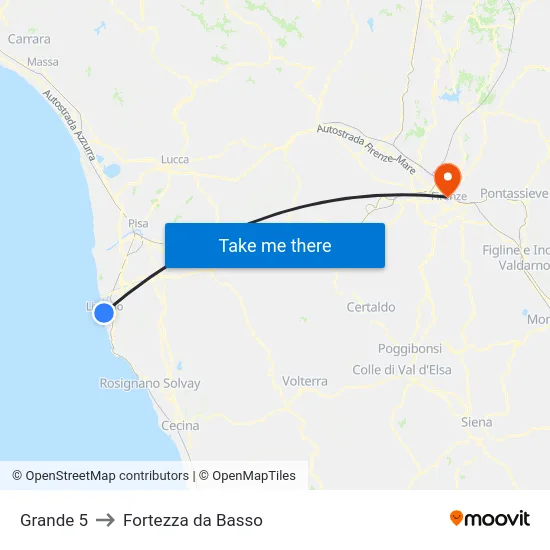 Grande 5 to Fortezza da Basso map