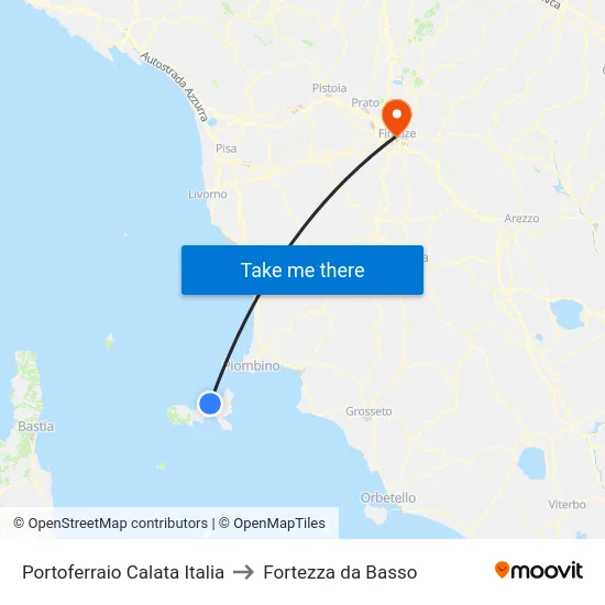 Portoferraio Calata Italia to Fortezza da Basso map