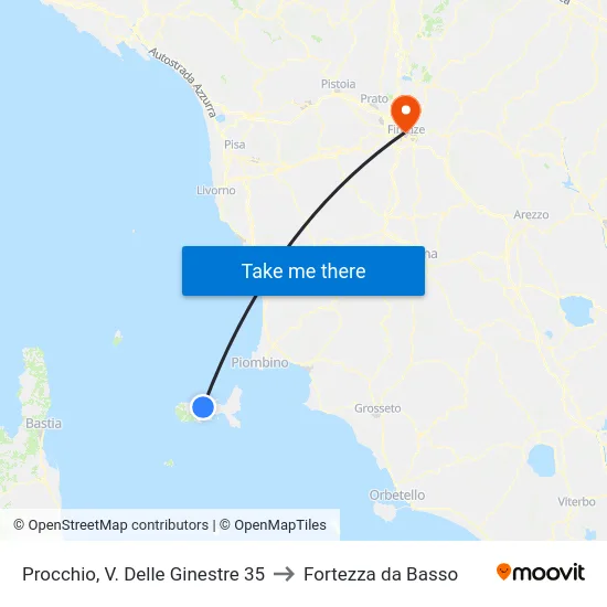 Procchio, V. Delle Ginestre 35 to Fortezza da Basso map