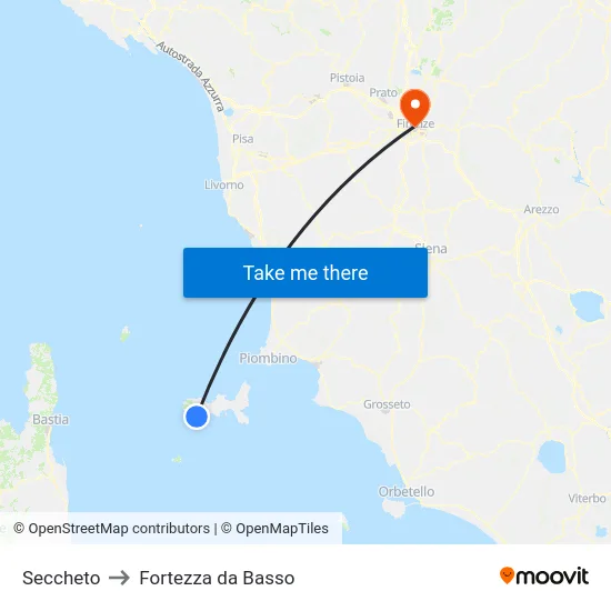 Seccheto to Fortezza da Basso map