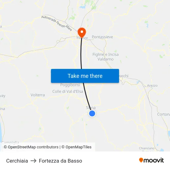 Cerchiaia to Fortezza da Basso map