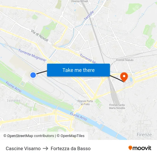 Cascine Visarno to Fortezza da Basso map