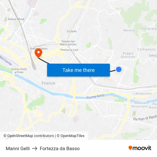 Manni Gelli to Fortezza da Basso map