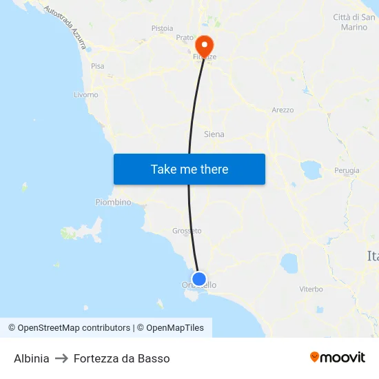 Albinia to Fortezza da Basso map