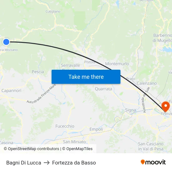Bagni Di Lucca to Fortezza da Basso map
