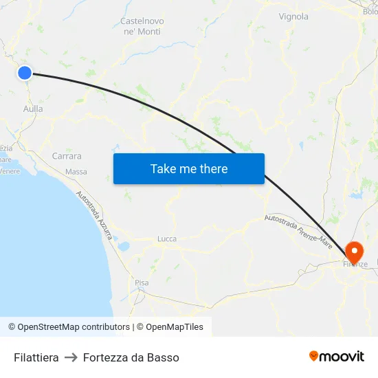 Filattiera to Fortezza da Basso map