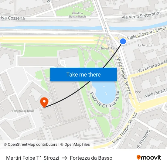 Martiri Foibe T1 Strozzi to Fortezza da Basso map