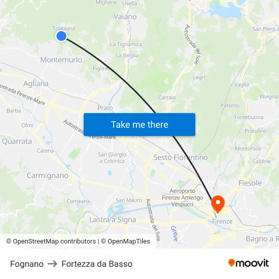 Fognano to Fortezza da Basso map