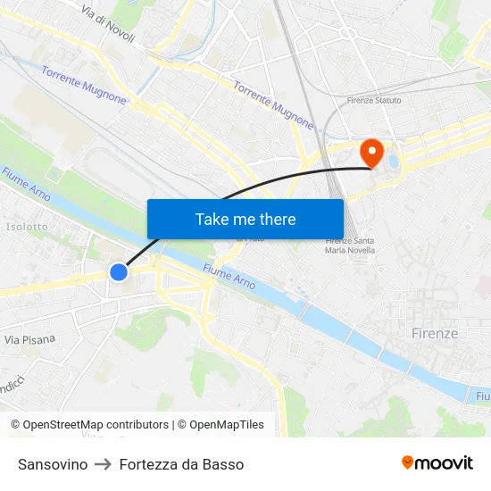 Sansovino to Fortezza da Basso map