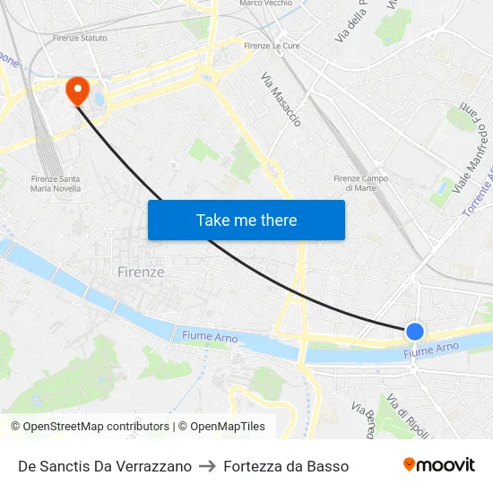 De Sanctis Da Verrazzano to Fortezza da Basso map