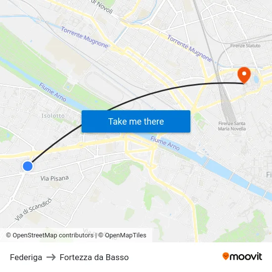 Federiga to Fortezza da Basso map