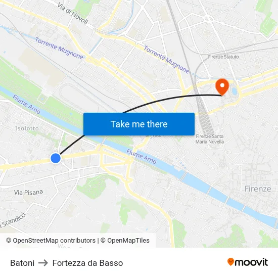 Batoni to Fortezza da Basso map