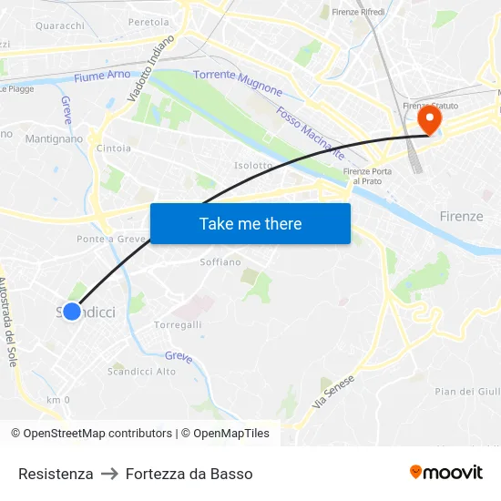 Resistenza to Fortezza da Basso map