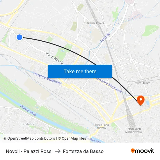 Novoli - Palazzi Rossi to Fortezza da Basso map