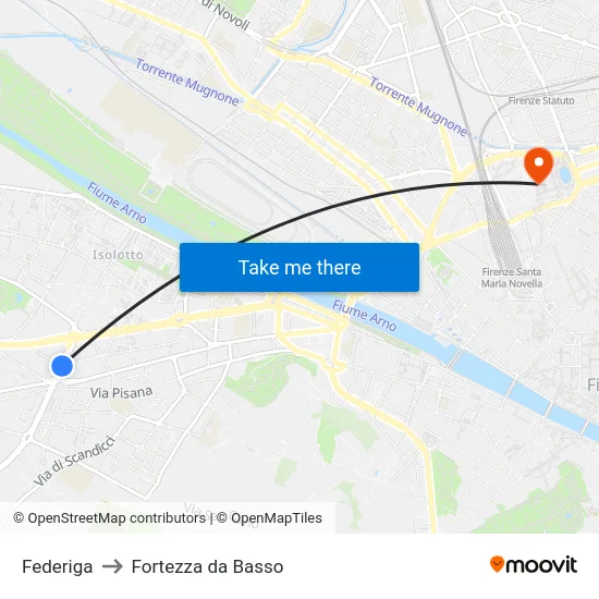 Federiga to Fortezza da Basso map