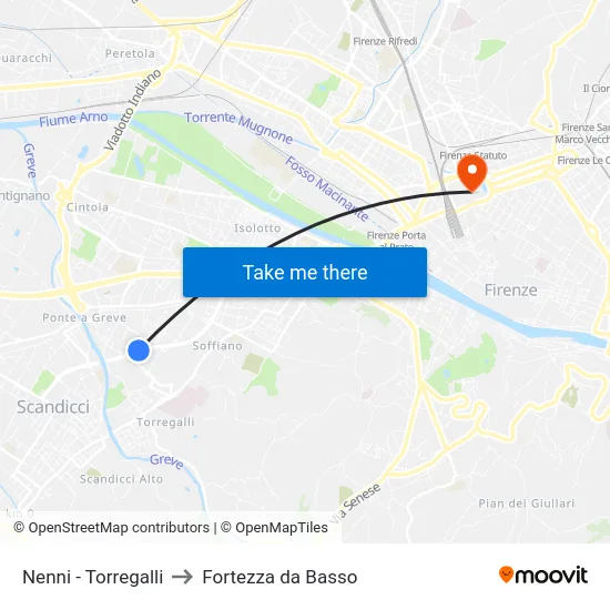 Nenni - Torregalli to Fortezza da Basso map